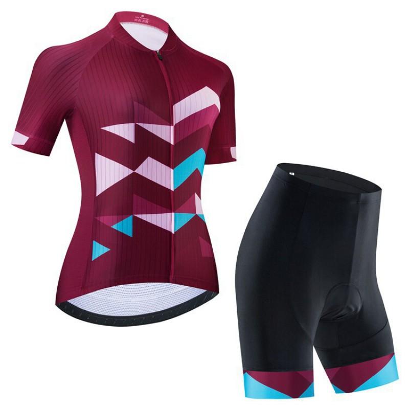 Womens Cycling Jersey Bib Shorts Set Short Sleeve Road Bike Outfit Breathable Quick Dry Performance Wear