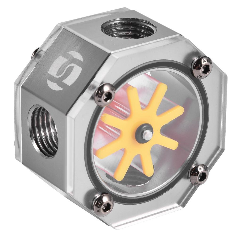 Aluminum Alloy G1 4 Thread Water Cooling Flow Meter Indicator for PC Water Cooling System Gray