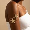 Statement Starfish Upper Arm Cuff for Women Textured Golden-Tone Open Wrap Armlet Bicep Bracelet Summer Beach Resort Jewelry