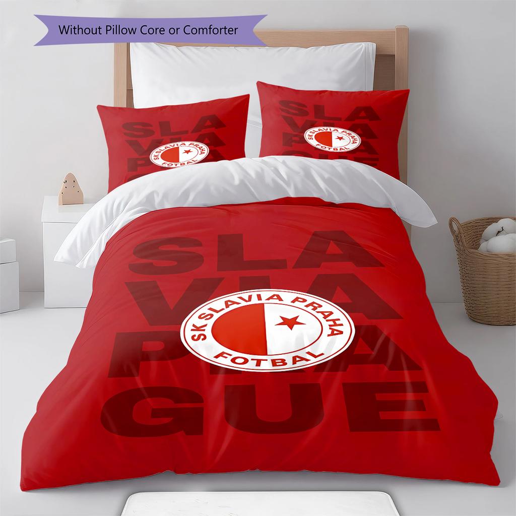 SK Prague Slavia Pattern Bedding,Quilt Set Quilt Cover Pillowcase Home Birthday Gift (1 * Duvet Cover + 2 * Pillowcase, Without Core)