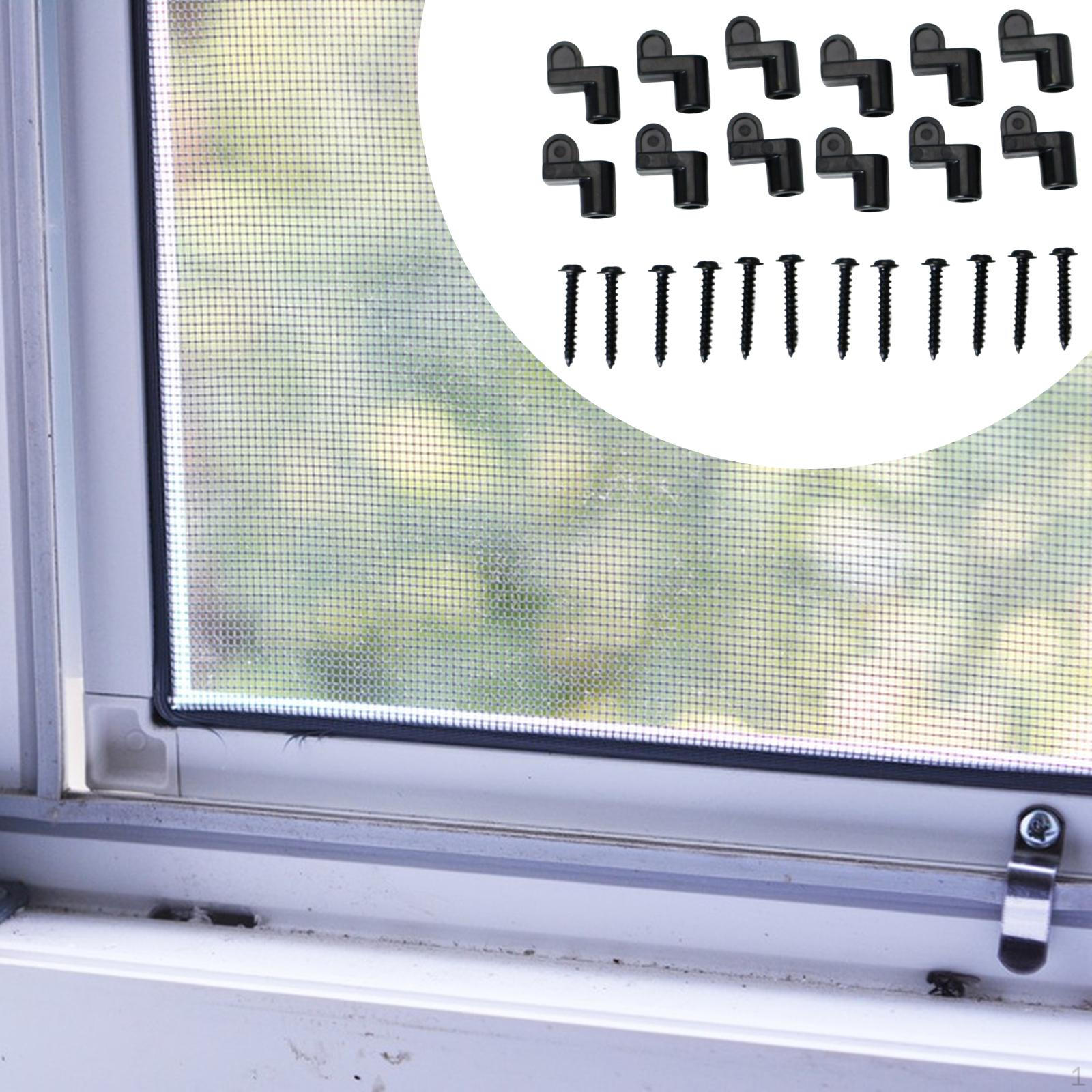 

12 Pieces Window Screen Clip with Screws Frame Fastener Offset Clips for Fastens Panels чёрный