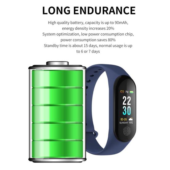 M3 Plus HR Heart Rate Blood Pressure Monitor Fitness Tracker Smart Bracelet