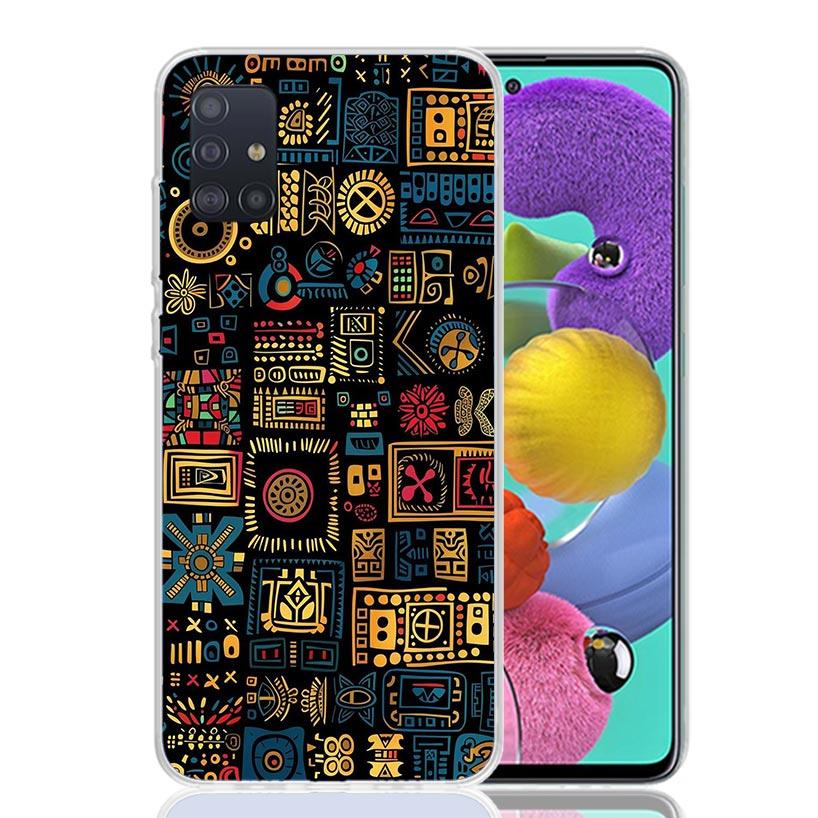 African Style Fabric Pattern Phone Case For Samsung Galaxy A52 A32 A22 A12 A02S A50S A30S A51 A31 AA71 Note 20 Ultra 10 S10 Plus