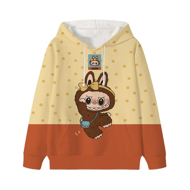 Labubu Printed Kids Long Sleeve Anime Boys Girls Hoodies Autumn Casual Clothes Thin Coat Children Cartoon Jackets Gifts