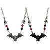 Goth Jewelry Bat Pendant Necklace with Adjustable 41-50 cm Chain and Faceted Bead Detail for Daily Wear Costume Looks