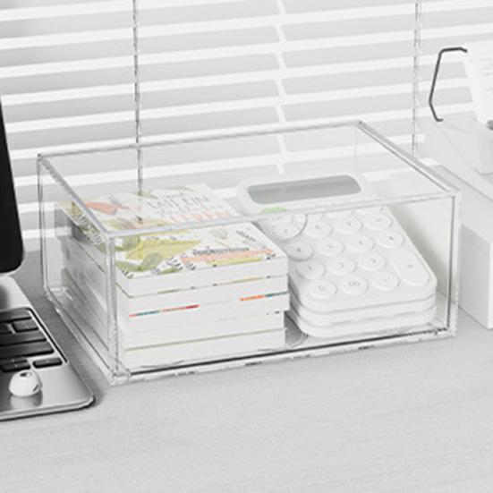 Akrylowe Pudełko do Przechowywania Przezroczysty Organizer z Szufladami Pyłoszczelny Organizer na Kosmetyki Okulary Herbata Kawa Artykuły Biurowe Pojemnik do Przechowywania na Biurko