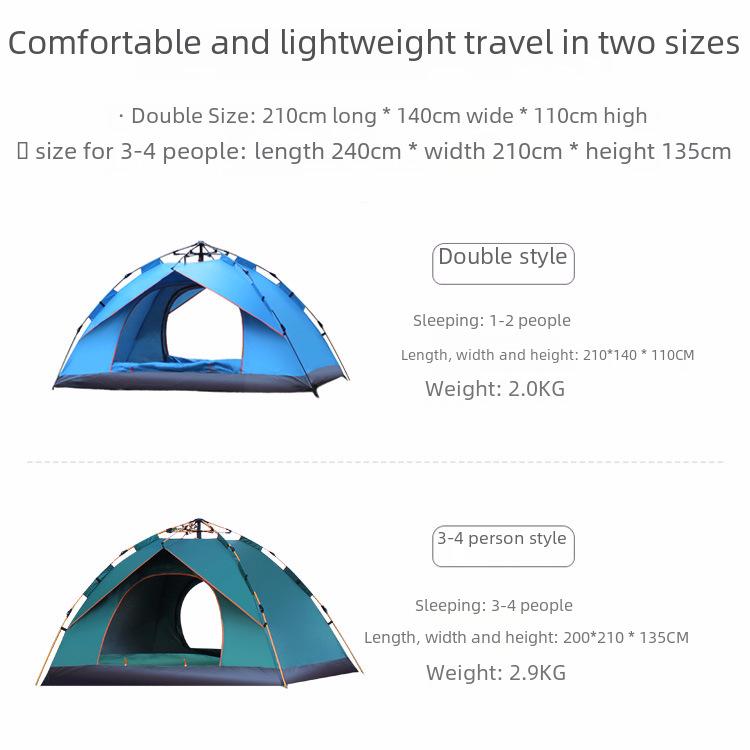 Century Glacier Automatic Folding Tent for 3-4 People: Quick-Open, Double Rainproof for Camping & Beach