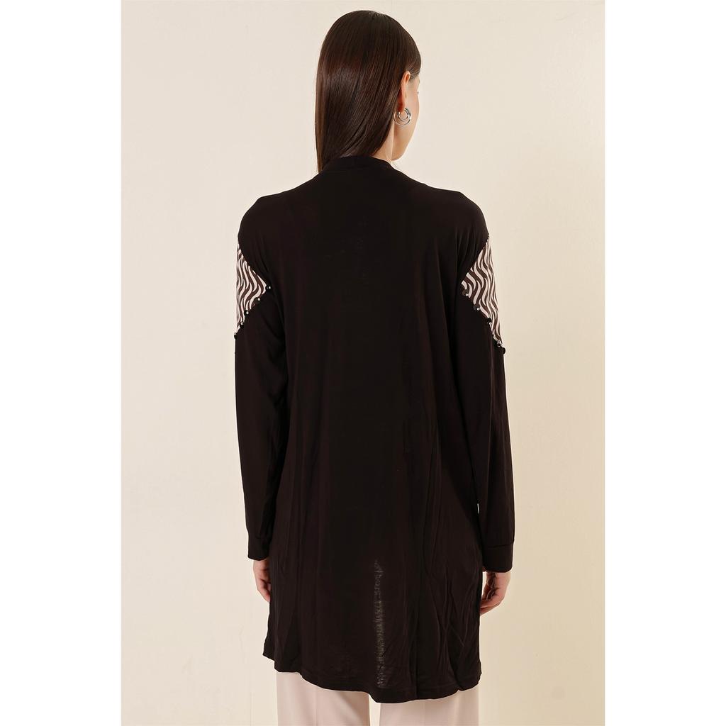 S Patterned Lycra Cardigan with Pulp Detailed Pockets