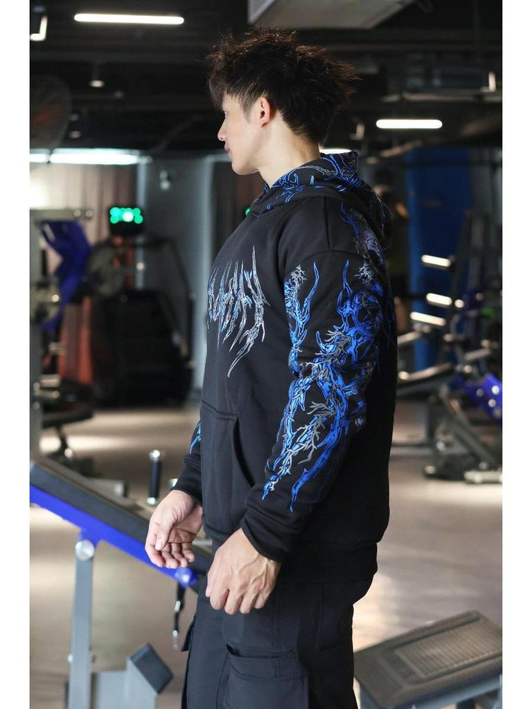 Breathedivinity Men's Dark Style Hoodie - Trendy Autumn/Winter Sports Outerwear