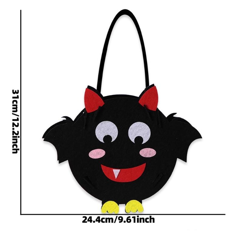 Halloween Felt Bat Owl Shaped Children'S Tote Bag Halloween Decor Small Candy Storage Bag Handbag Party Supplies For Kids Gift