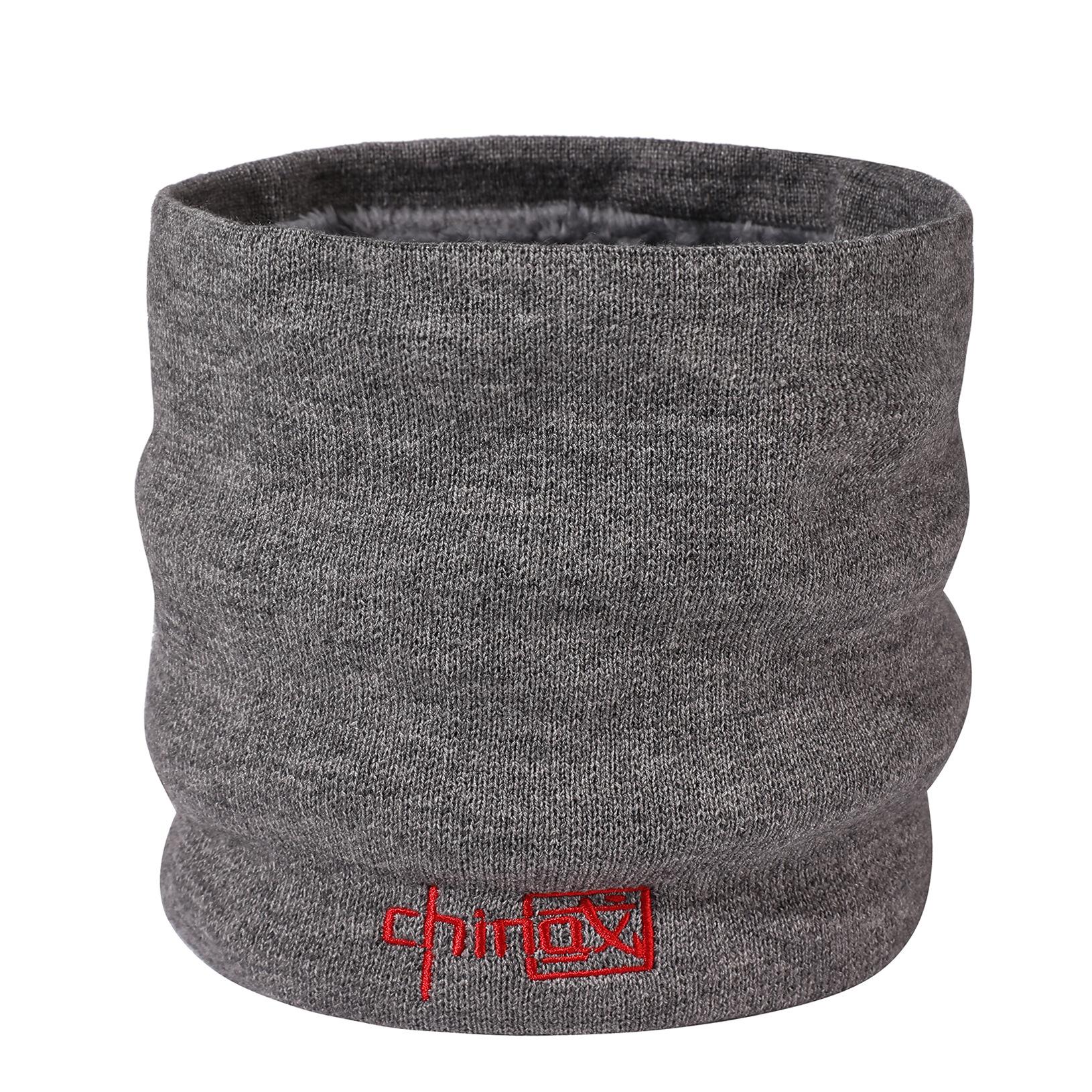 

Мужская мода, зимний теплый флисовый шейный платок с подкладкой, в китайском стиле, однотонный, вышитый, утеплитель для шеи, для езды на велосипеде серый