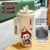 Large-capacity Stainless Steel High-value Double-drink Thermos Cup, Seven Straws, Car Coffee Cup, Cute