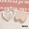 10Pcs DIY Jewelry Craft Beads Resin Heart Shape Cabochons Color Pattern Print Geometry Style for Handmade Bracelet Accessories