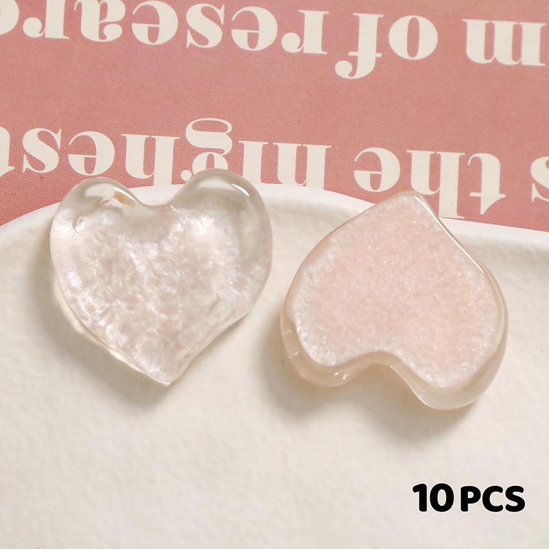 10Pcs DIY Jewelry Craft Beads Resin Heart Shape Cabochons Color Pattern Print Geometry Style for Handmade Bracelet Accessories