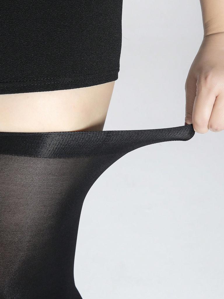Plus Size Women Breathable High Quality Transparent BlackSolid Colo Thigh-High Socks Thigh High Stockings