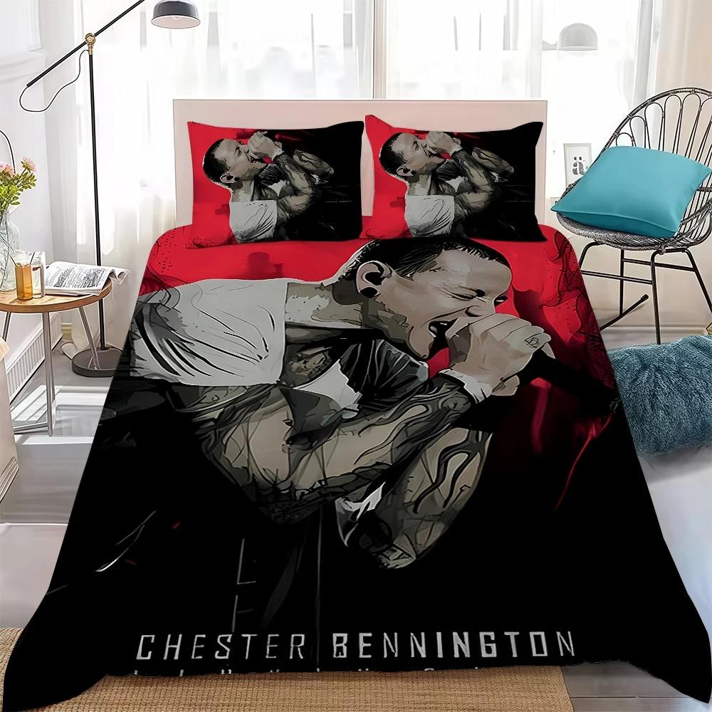 Rock Band L-LinkinS P-ParkES Impression Ensemble de Literie Exquis Housse de Couette Taie d'Oreiller Taille Simple Jumeau Cadeau Étudiant Adulte 2/3 pièces 150x200cm (3pcs)