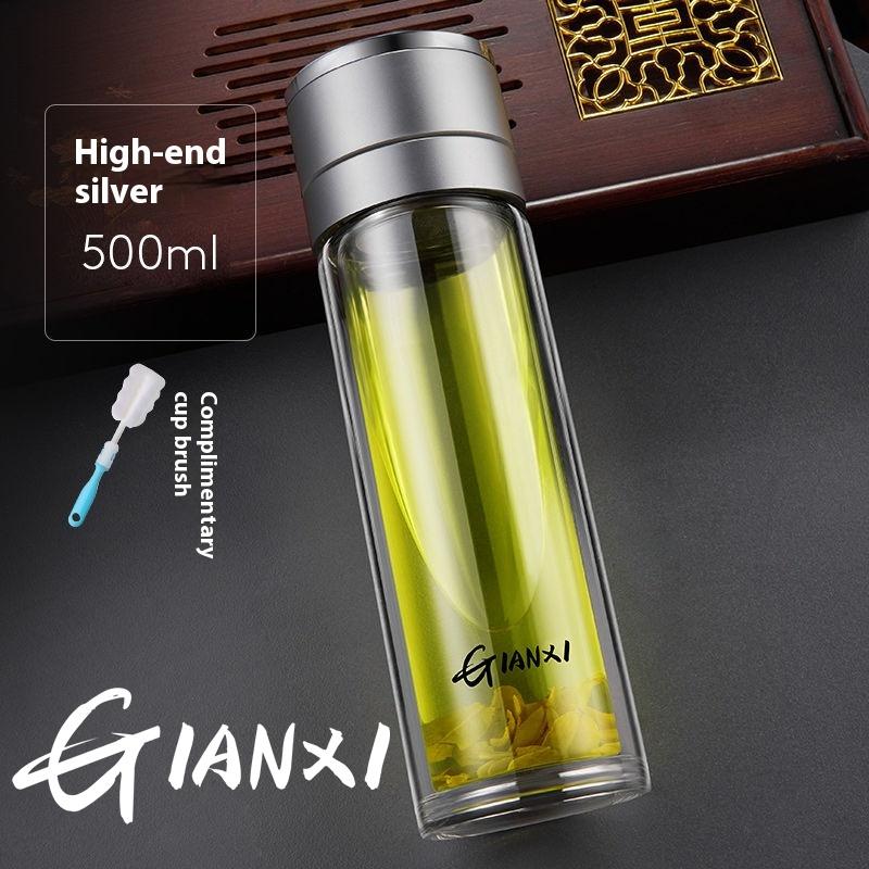GIANXI One Button Open Lid High Temperature Tea Separation Cup men's Office Press Water Cup Tea Cup Quick Open Double Glass