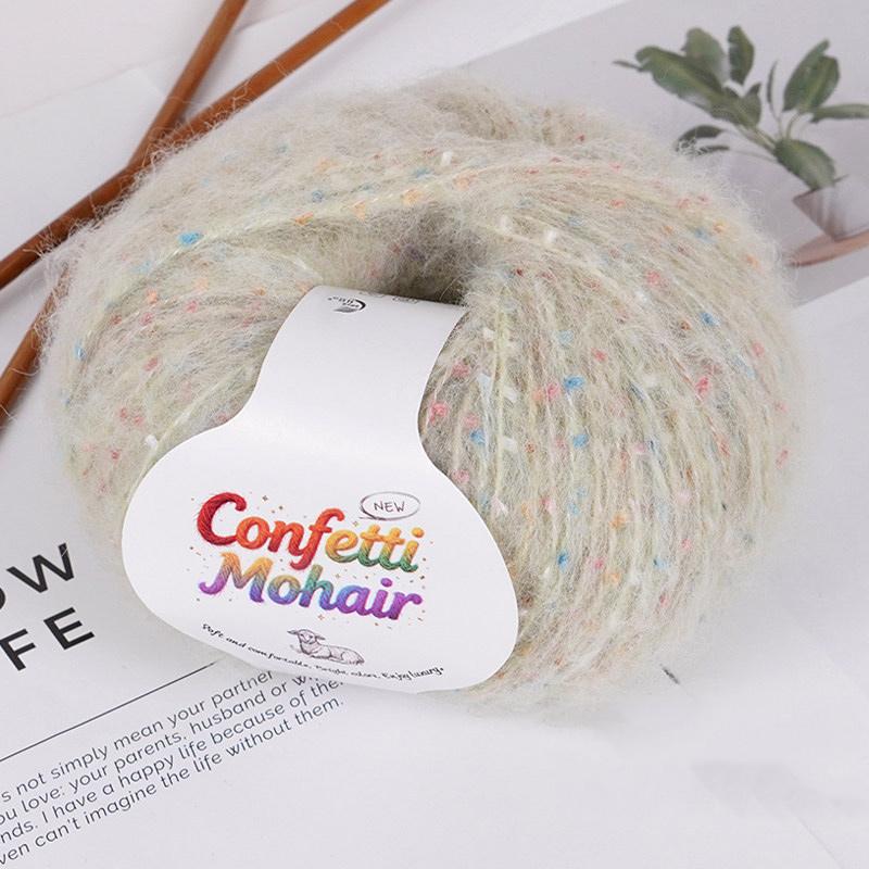 1Roll Yarn Weaving Colored-dot DIY Mohair Yarn Multi-purpose Scarf Yarn Cloth Yarn Bold Line