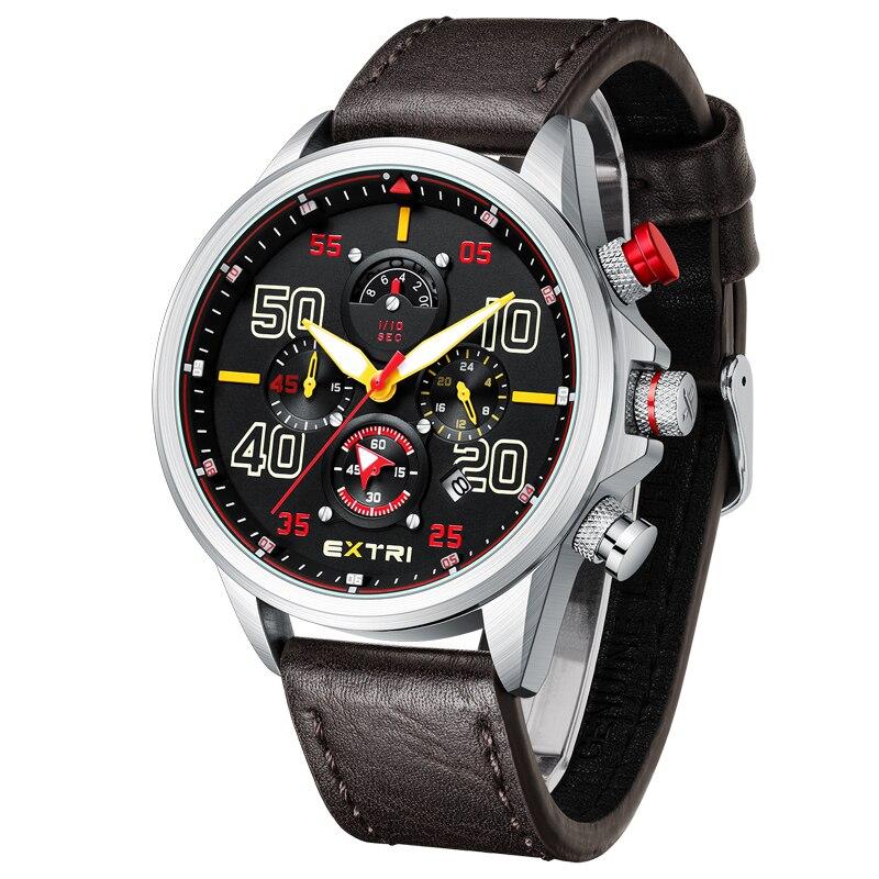 

Модные мужские военные спортивные часы Роскошные кожаные кварцевые часы Мужские деловые часы Хронограф Календарь Водонепроницаемые наручные часы