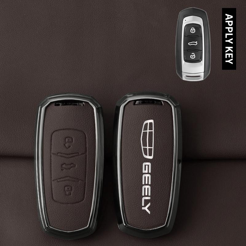 

Zinc alloy Leather Car Key Case For Geely Emgrand 7 GX3 Atlas GS NL3 Gili Emgrand 7 EX7 GT GC9 Protector Accessories