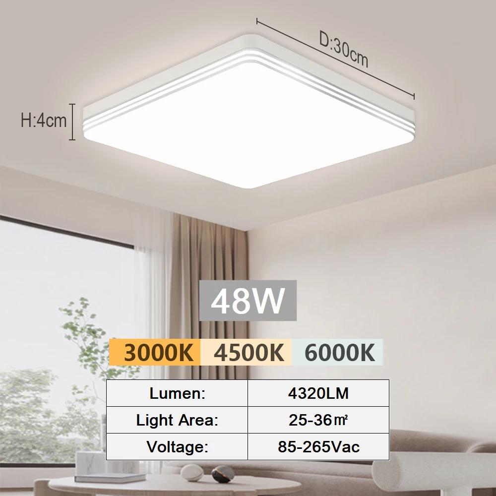 

Современный потолочный светильник, квадратная светодиодная потолочная панель, светильники для спальни, 48 Вт, 36 Вт, 24 Вт, 18 Вт, внутренние проходные светильники для освещения кухни Natural Light