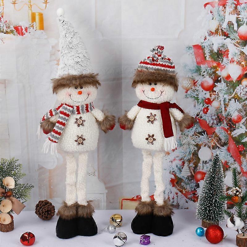 Christmas Decoration Snowman Standing Window Decoration Christmas Gift Doll 2pcs