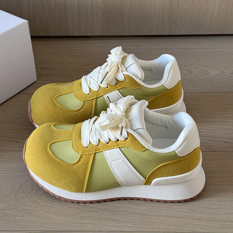 

Women s Platform Sneakers 2026 Spring Autumn New Outdoor Non Slip Running Shoes Comfortable Height Increase Lace Up Casual Shoes 35 жовтий