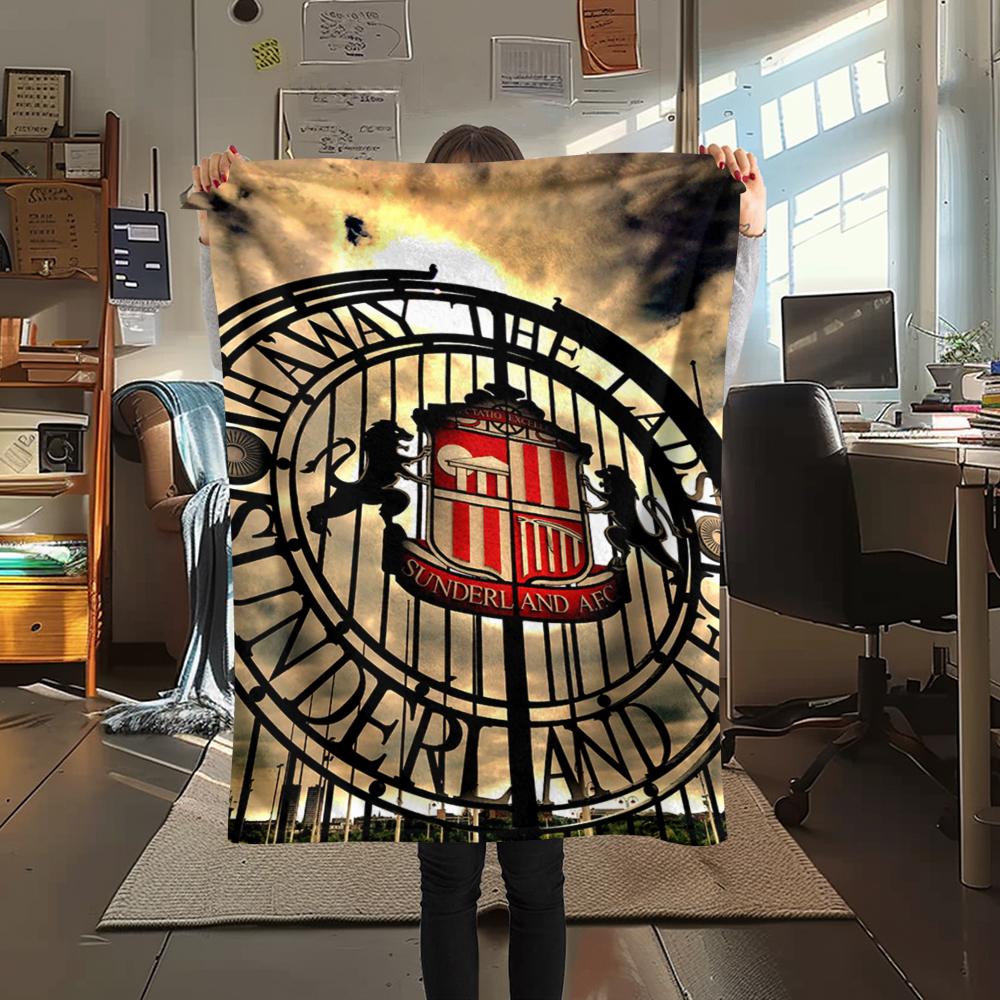1pc Sunderland Print Flannel Blanket, High quality Comfortable for All Seasons, Home Decor, Warmth and Comfort, Perfect for Christmas Gifts90