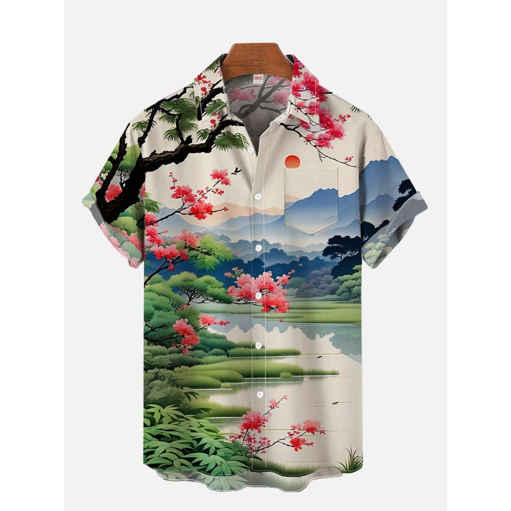 Men's Shirt Dragon Print Casual Daily Tops 3D Printing Short Sleeve Shirt Summer Fashion Unisex Hawaiian Samurai Cat Shirts
