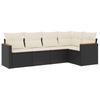 5 Piece Garden Sofa Set with Cushions Black Poly Rattan