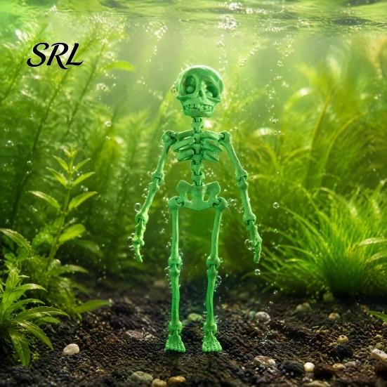 Halloween Locker Accessories Dancing Skeleton Aquarium Bubbler, Dynamic Fish Tank Ornament, Alternative Home 3D Printed Articulated Skull Oxygenating