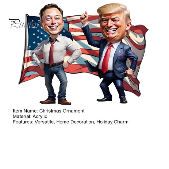 Trump Christmas Ornament 2024 Funny Trump Acrylic Ornament Christmas Tree Hanging Decoration for Car Rearview Accessory