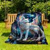 1pc Celestial Wolf Mythical Beast Flannel Blanket, Comfortable and Warm Blanket, for Camping Sofa Bed and Couch Office041