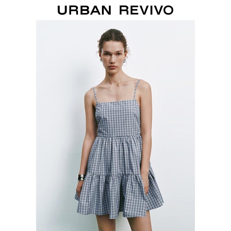 UR Women's Plaid A-Line Layered Sling Dress