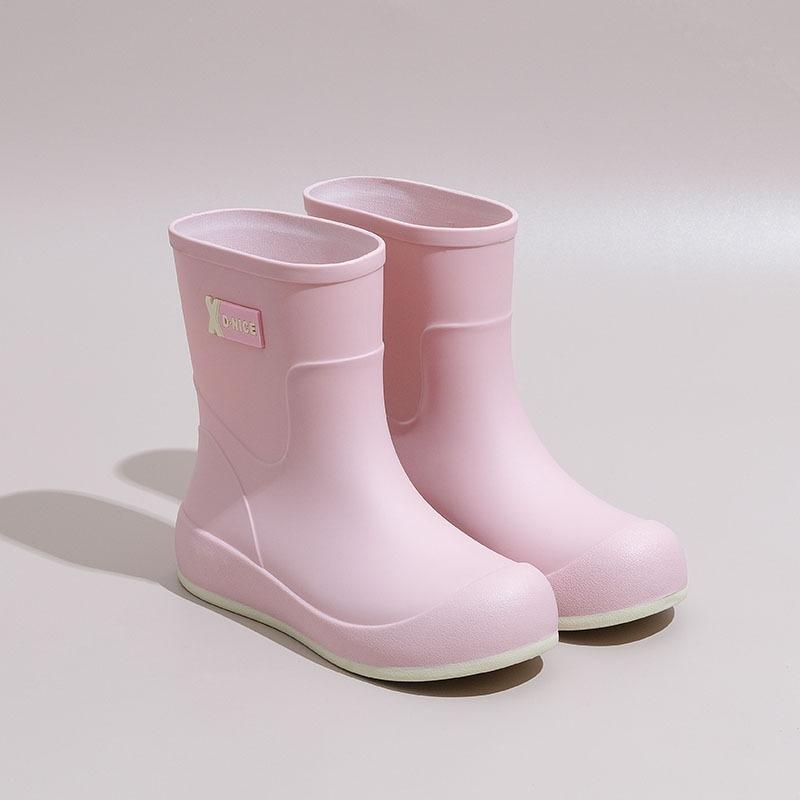Women's Rain Shoes Rain Boots Medium Tube Velvet Warm Water Shoes Non-slip Waterproof Fashion Rubber Shoes