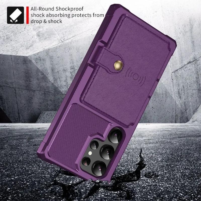 Wallet Card Holder Armor Shockproof Case For Samsung S25 Ultra S24 FE S23 Plus S22 S21 S20 Ultrs S25edge Matte Silicone Cover