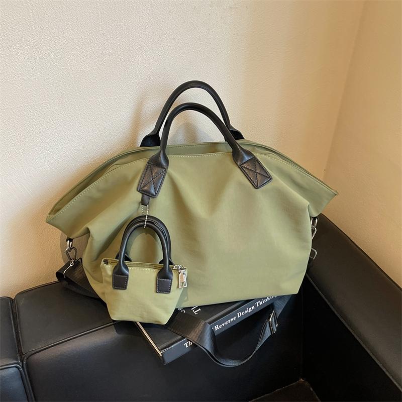 Borsa a Tote in Tela di Grande Capacità per Donna, Borsa a Spalla Casual con Manico in Pelle