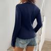 Sexy Round-neck Solid-color Long-sleeved T-shirt Women's Spring and Summer Top