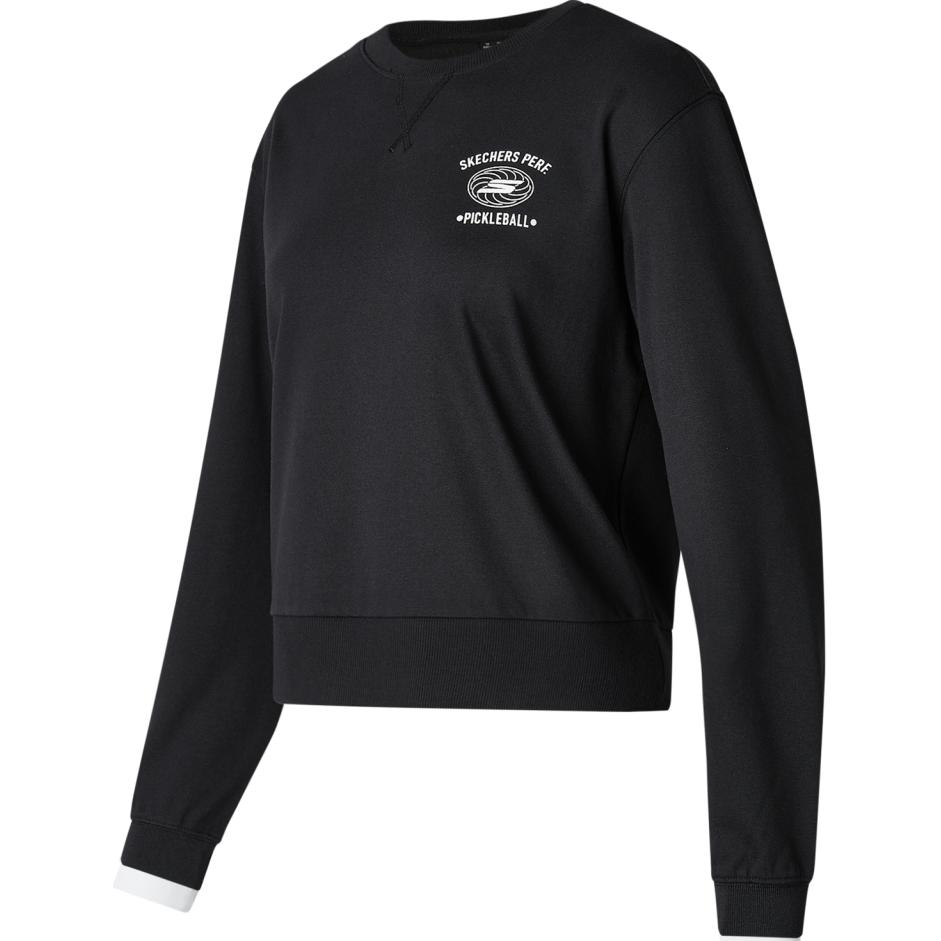 Skechers Comfortable Soft Breathable Long Sleeve Cropped Sweatshirt Women tops Black P424W039-0018 S
