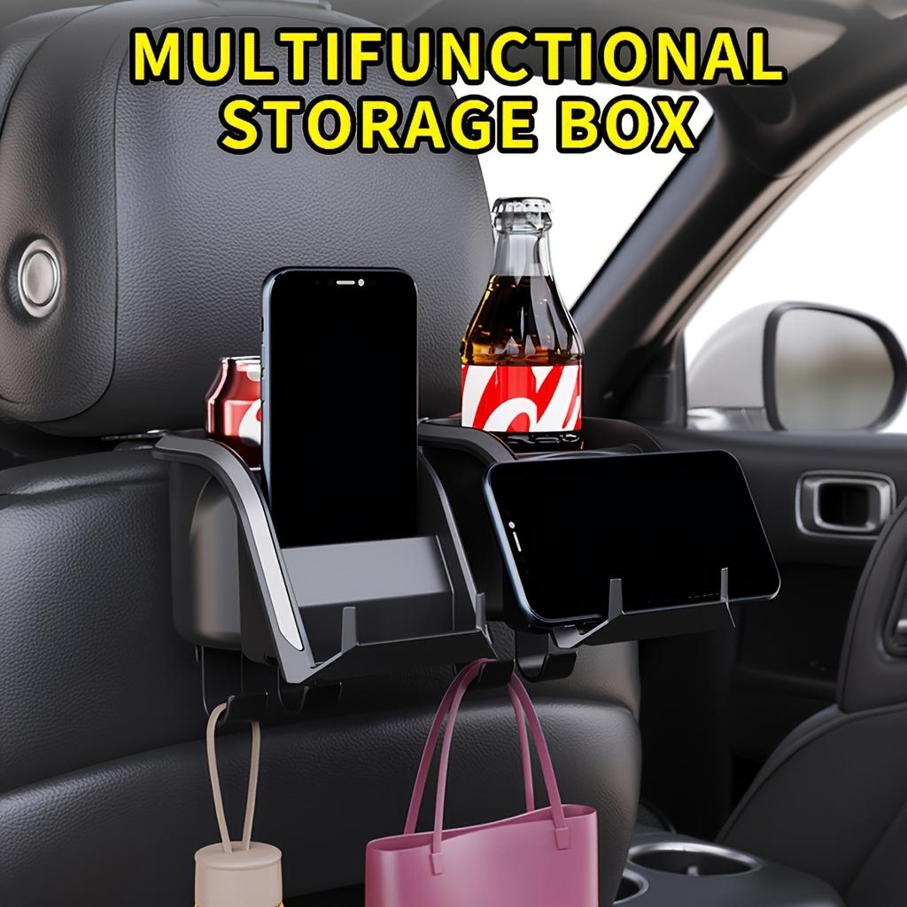 Car Seat Back Organizer with Cup Holder Durable ABS Storage Box Multi-Purpose Hooks Fits Most Vehicles