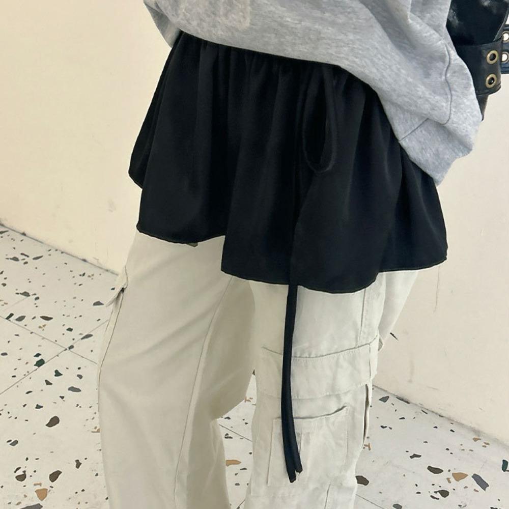 Shirt Extender Lace Up Hip Scarf Hip-hop Ruffled Edge Waistband Layer Outfits Skirt Jeans Decor
