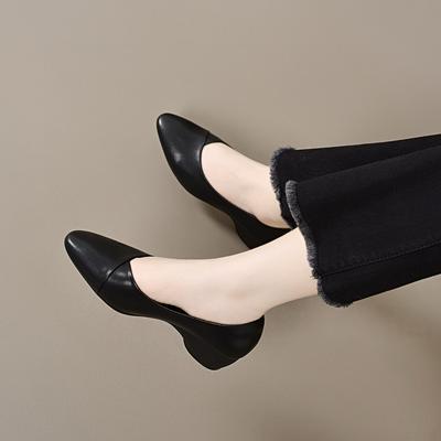 Spitze Zehenpartie, flacher Ausschnitt, Damen-Einzelschuhe, neu, schlichtes Temperament, Slipper-Arbeitsschuhe, professionelle Pendler-Damen-Einzelschuhe, Lederschuhe
