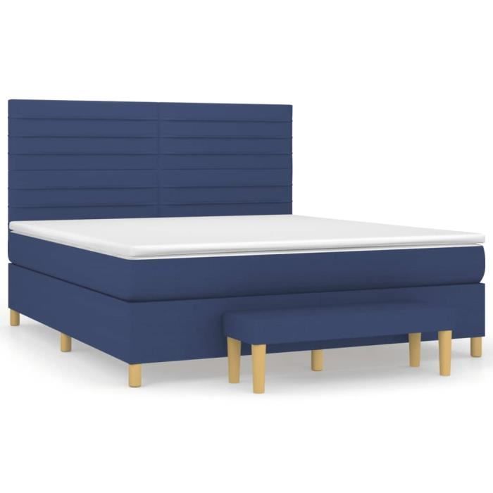 3137251 vidaXL Lit à sommier tapissier avec matelas Bleu 160x200 cm Tissu
