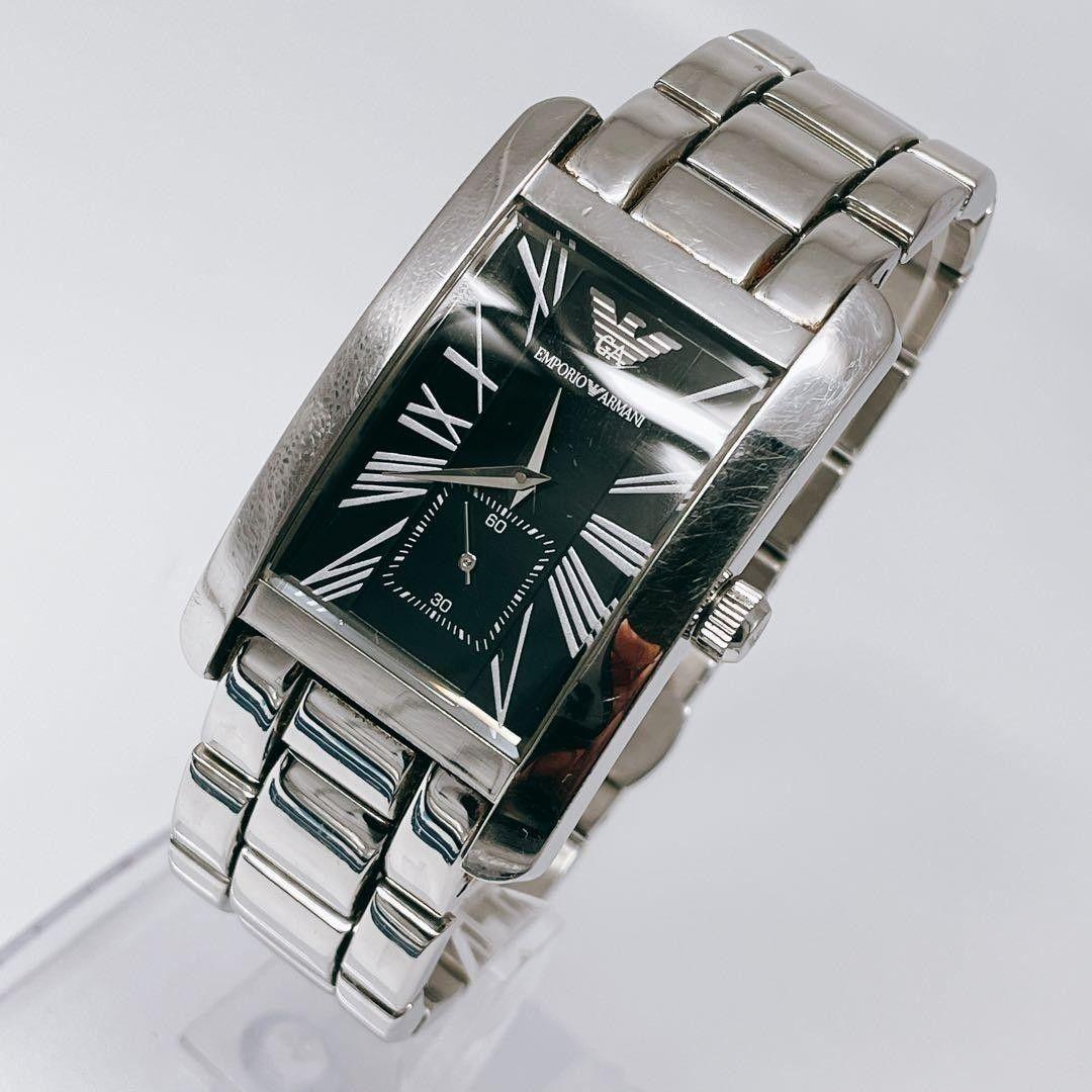 Used New battery/operating EMPORIO ARMANI Men s Square Vintage Smoseco Emporio Armani Black Dial