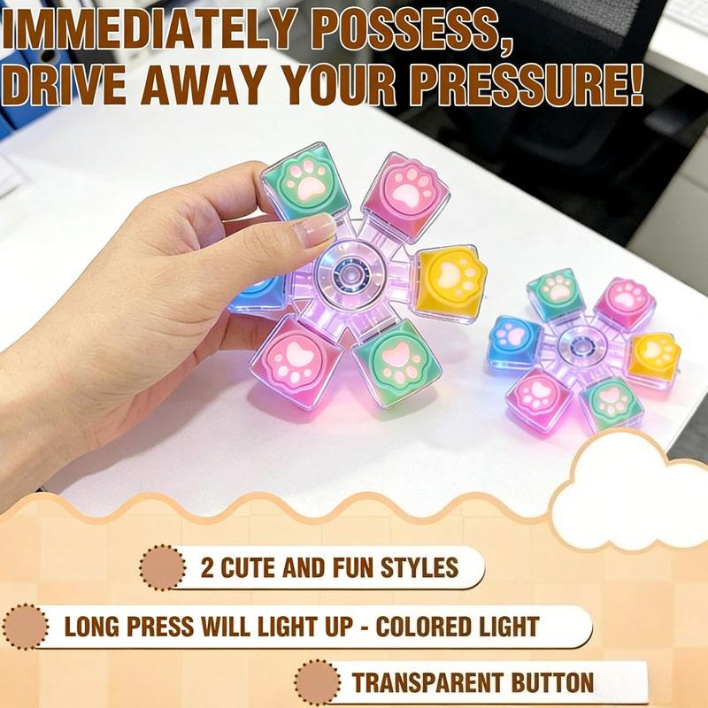 Cat Paw Keycap Keychain Mechanical Keyboard Fidget Spinner Stress Relief Cute Keyring for Office Desk Anxiety Gift