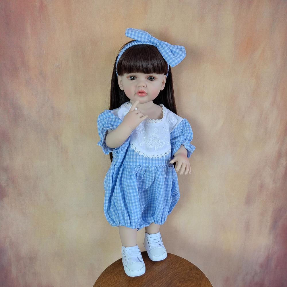 

BZDOLL 55 CM 22 Inch Soft Full Vinyl Body Lifelike Princess Toddler Realistic Reborn Baby Girl Can Stand Doll Bebe Birthday Gift vinyl body doll