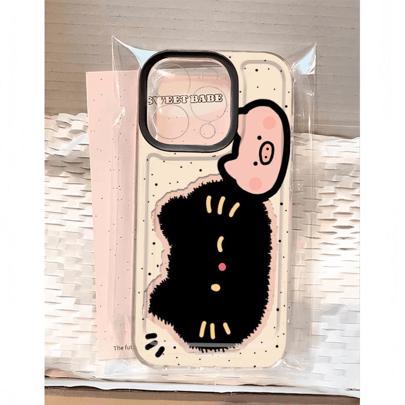 Soft Black Cat Pig Design Inkjet Case for iPhone 15/14/13, 12 Pro Max, XS, 11, XR