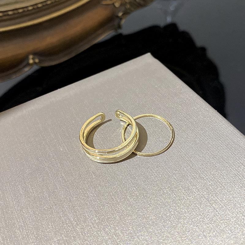 Двойное простое кольцо женское ins нишевый дизайн открытое кольцо темпераментное украшение opening adjustable