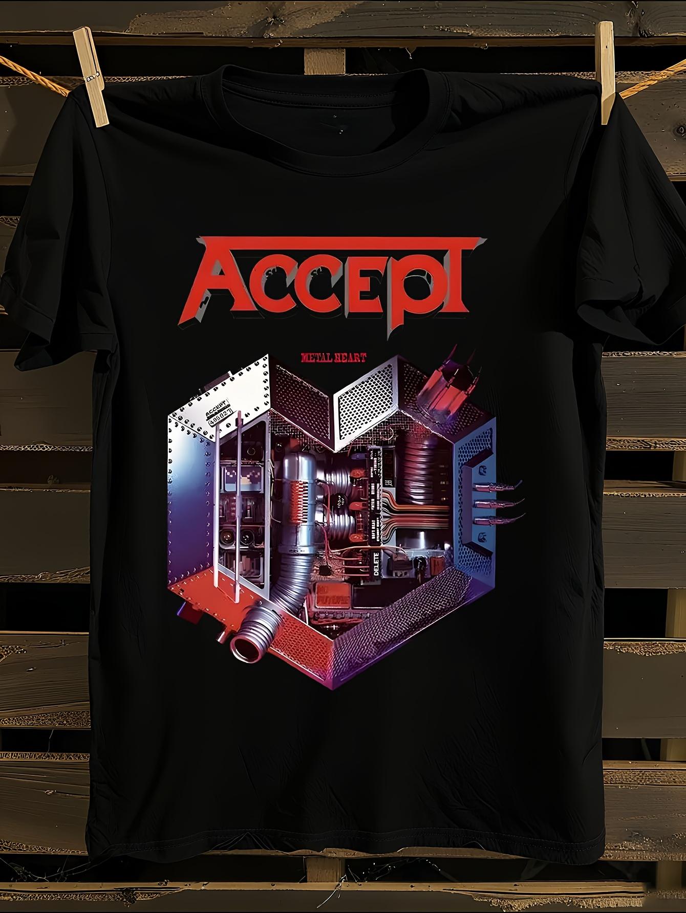 Accept Metal Heart Band Graphic T-shirt S