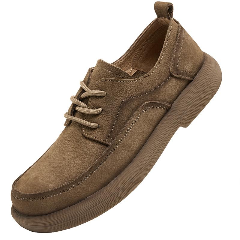 Spring and Summer New Men's Casual Leather Shoes Top Layer Cowhide Retro Versatile Soft Sole Single Shoe Low Cut Lace Up Men's Shoes